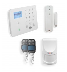Wireless GSM flat alarm – 4G control panel with 1 PIR, 1 door/window sensor & 2 remotes (KP)