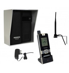 Wireless 600 metre gate & door intercom (UltraCOM2 no keypad) black - silver hood - external aerial - power supply
