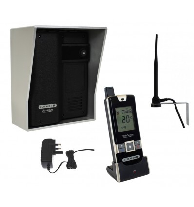 Wireless Gate & Door Intercom (UltraCom2 No Keypad) Black with Silver Hood 
