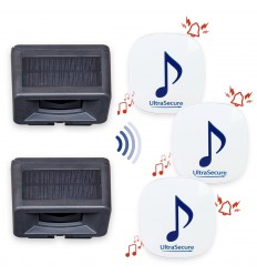 Solar DA600+ wireless alert with 2 x unique vertical PIRs & 3 x plug in receivers
