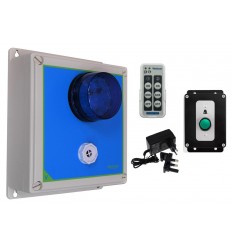 Wireless industrial doorbell kit (800m) – high resistance ‘Bell symbol’ button with wireless siren & strobe box (Protect 800)