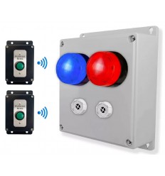2 channel 800 metre wireless commercial doorbell with sirens & strobes (black buttons)