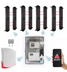 Wireless long range solar perimeter infrared beam kit (900m) 4 x 2B with GSM box & siren – outdoor security (DA600+)