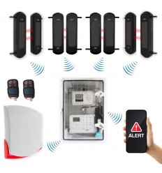 Wireless long range solar perimeter infrared beam kit (900m) 4 x 1B with GSM box & siren – outdoor security (DA600+)