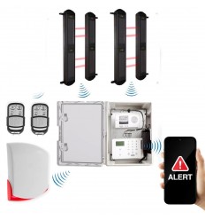 Wireless long range solar perimeter infrared beam kit (900m) 2 x 2B with GSM box & siren – outdoor security (DA600+)
