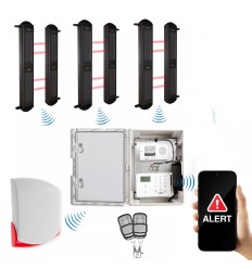 Wireless long range solar perimeter infrared beam kit (900m) 3 x 2B with GSM box & siren – outdoor security (DA600+)