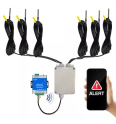 Temperature & power status monitor (4G GSM) with 6 heavy duty 20m probes (KP)