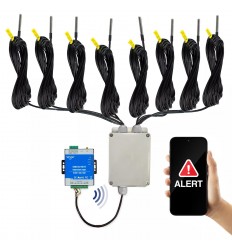 Temperature & power status monitor (4G GSM) with 8 heavy duty 20m probes (KP)