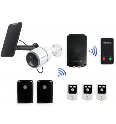 Battery 4G UltraDIAL alarm with 2 x outdoor BT PIR's & 1 x solar battery 4K 4G camera & black solar panel with smart detection