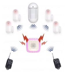 HY wireless burglar alarm with 4 x magnetic contacts & 1 x pet friendly PIR