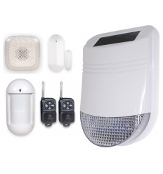 Wireless home alarm – external siren with 1 PIR, 1 door/window sensor, 1 internal siren & 2 remotes (HY)