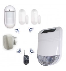 Wireless home alarm – external siren with 1 pet friendly PIR, 2 door/window sensors, 1 internal siren & 1 remote (HY)