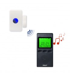 Long range wireless pager doorbell (700m) – with 1 push button/contact & portable pager receiver (HEYO)