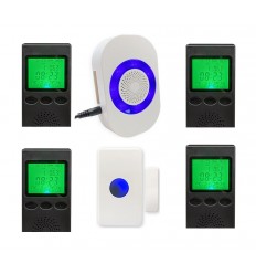 Heyo-Alert 4 x portable wireless receiver pagers - 1 x multi use transmitter - 1 x indoor receiver - kit 29