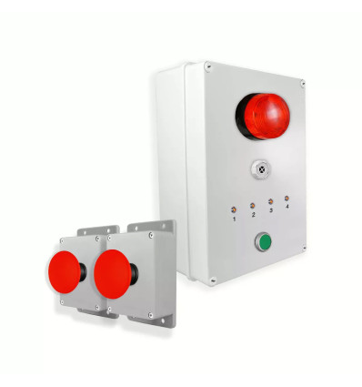 Wireless Alert System 300m - 2 Emergency Stop Buttons / Siren / Flash / LEDs / Stop Button (DA600+)