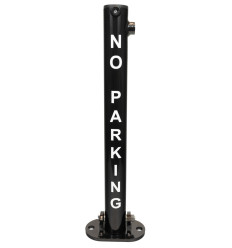 Black fold down parking post with NO PARKING - heavy duty security bollard for driveway & car park (610B)
