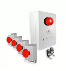 Wireless alert system 300m - 4 emergency stop buttons, siren, LED flash, stop remotes (DA600+)