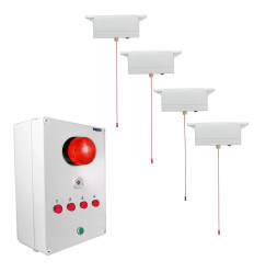 Long range (900 metre) wireless disabled toilet alarm with control box & 4 pull cords (DA600+)