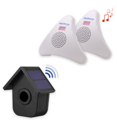 Wireless driveway & home alert kit – 1 birdbox PIR with dual solar panels, 35-melody receiver with battery backup (DA600+)