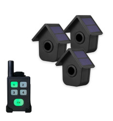 600m wireless pager alarm kit – 3 solar powered PIR sensors, 4 channel pager - 10 melodies, vibration and LED indicator (DA600+)