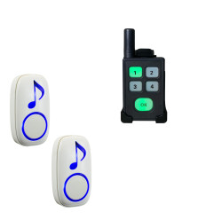 Wireless pager doorbell (300m) – with 2 push buttons & 4 channel portable pager receiver (DA600+)