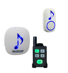 Wireless pager doorbell (300m) – with 1 push button, 4 channel portable pager & plug-in receiver (DA600+)