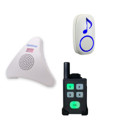 Wireless pager doorbell (300m) – with 1 push button, 4 channel portable pager & plug-in TR receiver (DA600+)