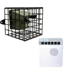 Protect 800 driveway alarm with a protective wire cage & multiple lens caps