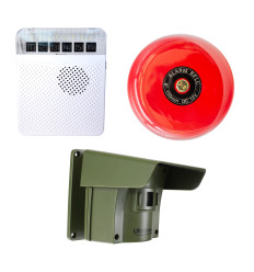 Long range wireless external alert (800m) – alarm system with multiple lens caps & wired red bell (Protect 800)