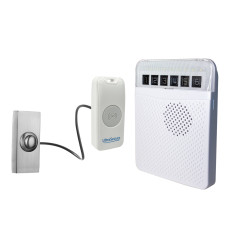 Long range 800 metre wireless doorbell kit with brushed silver push button (Protect 800)