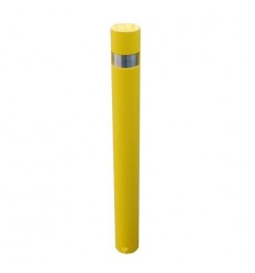 Slight Second Static Heavy Duty Fixed Yellow Steel 120FY Security Bollard & Reflective Stainless Steel  Insert (001-1440)