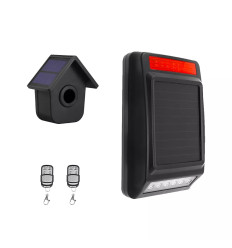 Long range wireless outdoor alarm (600m) – 1 dual solar birdbox PIR sensor with solar powered siren (DA600+)