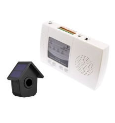 600m wireless garden & driveway alarm kit – 1 birdbox PIR sensor with dual solar panels, 4 channel indoor receiver (DA600+)