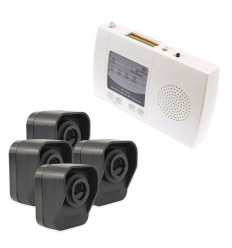 600m wireless garden & driveway alarm kit – 4 battery powered PIR sensor, 4 channel indoor receiver (DA600+)