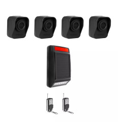 600m motion alert system with solar powered solar siren & 4 battery powered PIRs (DA600+)