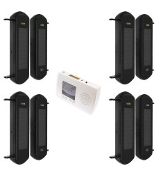 Perimeter alarm with 4 sets of 1B-100 (900m) wireless solar beams & 4-channel receiver (DA600+)