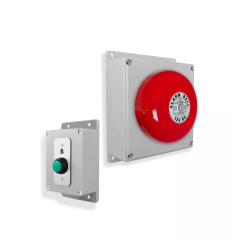 Wireless warehouse & industrial doorbell kit – 800m range, plug-in bell with heavy duty push button (Protect 800)