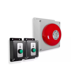 Wireless warehouse & industrial doorbell kit – 800m range, plug-in bell with 2 heavy duty black buttons (Protect 800)