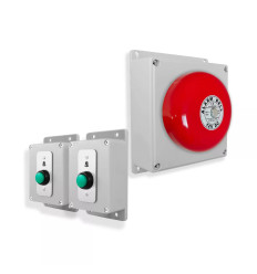 Wireless warehouse & industrial doorbell kit – 800m range, plug-in bell with 2 heavy duty push buttons (Protect 800)