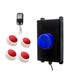 Wireless panic system for businesses, stores & care facilities – blue flash / 4 buttons (200m)