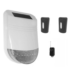 Wireless outdoor alarm (150m) – 2 PIR motion detector with solar siren security system (HY)