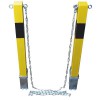 2 x Yellow Removable Security Bollards & Chain Kit – Heavy Duty Parking & Driveway Posts (100P)