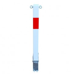 White & Red Removable Bollard & 2 x Chain Eyelets