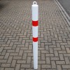 White & Red Spigot Fixed Bollard 76mm Diameter