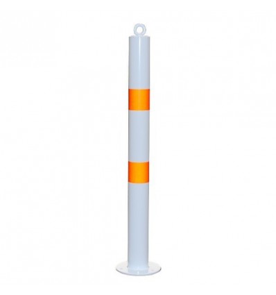 White & Orange Bolt Down Fixed Bollard 76mm Diameter