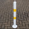 White & Orange Bolt Down Fixed Bollard 76mm Diameter